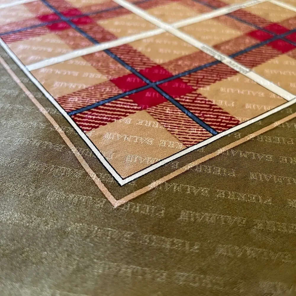 Vintage Pierre Balmain Jacquard Silk Tartan Plaid Print Square Scarf 31